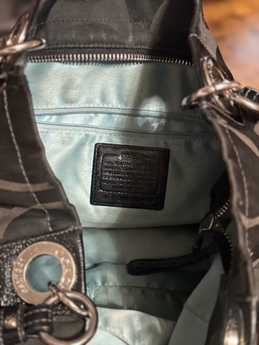 Coach Black Signature Logo Tote with Silver Accents - Picture 2 of 2